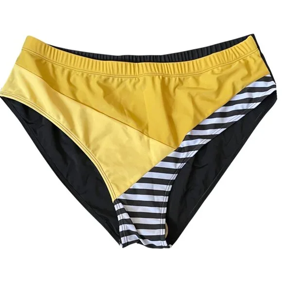 Plus 4XL Sport Luxe Colorblock High Neck Bikini Set Swimwear - Picture 6 of 7